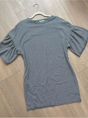 Zara Striped Puff Sleeve T-shirt Dress